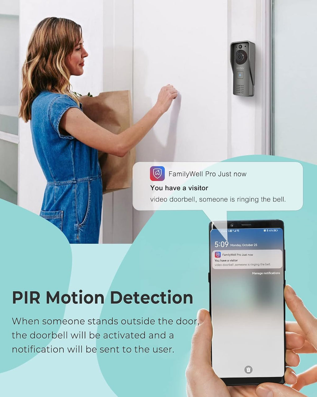 Video Doorbell Camera with Two-Way Audio and 1080P HD K395
