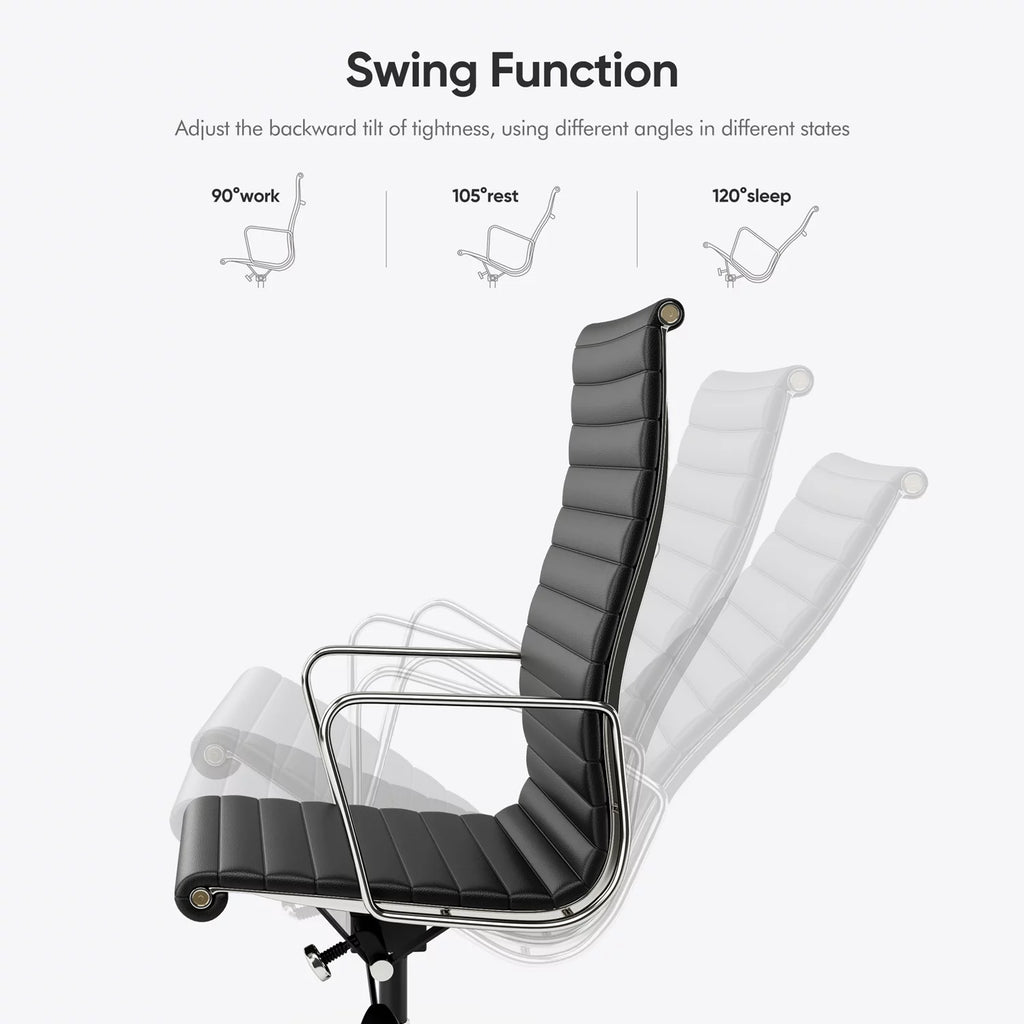 Black Ergonomic Leather Office Chair with Lumbar Support J71388