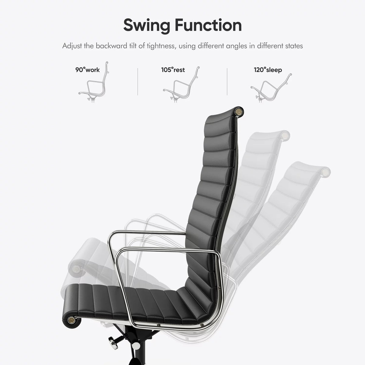 Black Ergonomic Leather Office Chair with Lumbar Support J71388