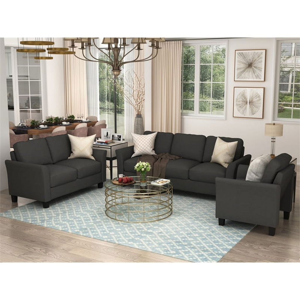 3 Piece Polyester-blend Upholstered Sofa Set B425