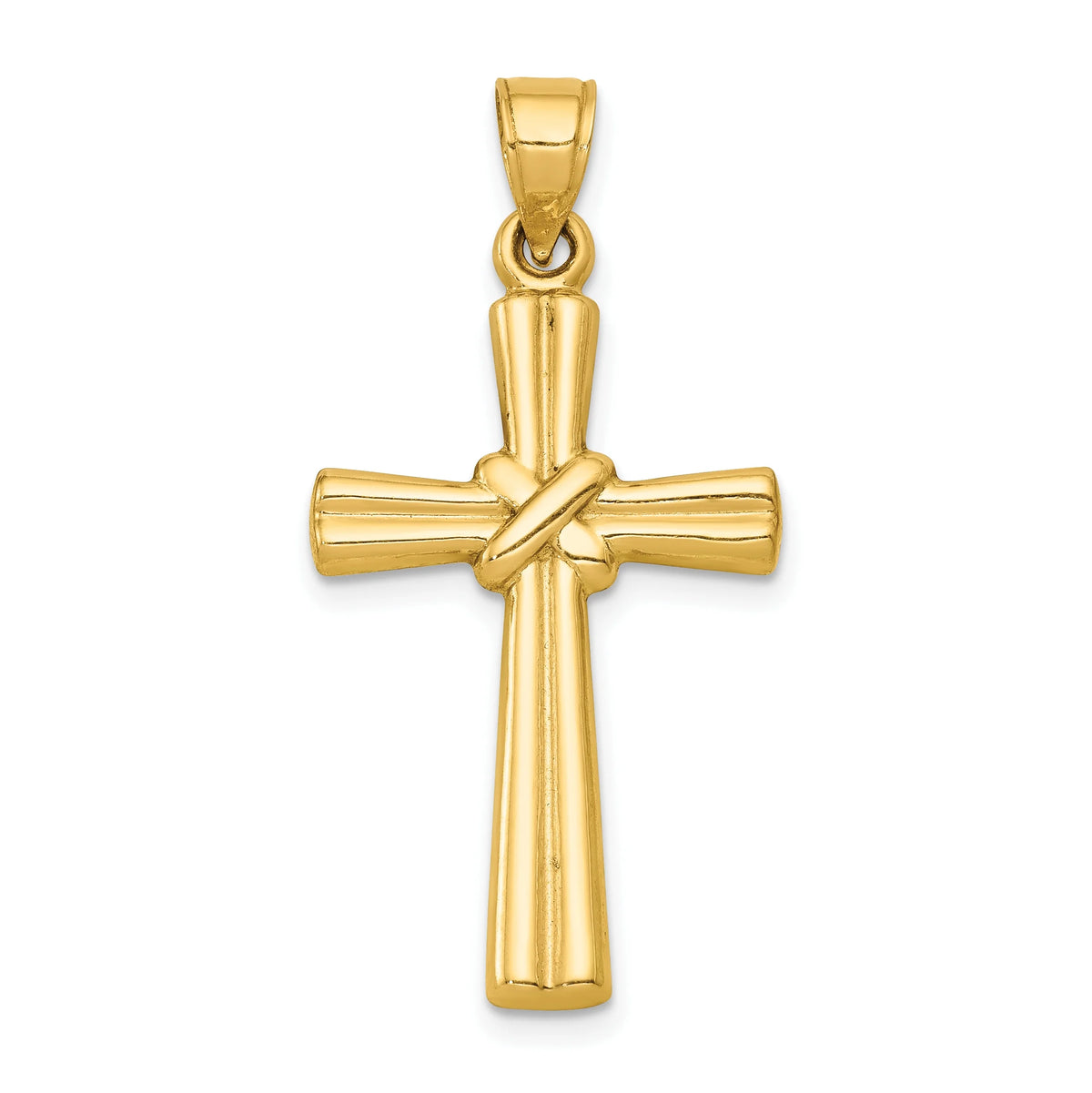 14 Karat Yellow Gold Hollow Cross Pendant with 18-inch Chain M609