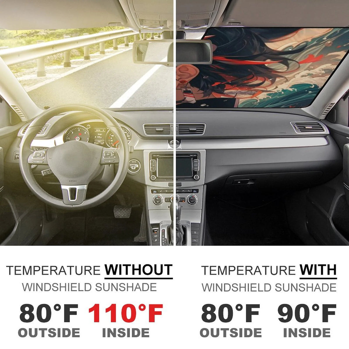 Anime Windshield Sunshade Foldable Reflective Sun Visor Front Window Cover R563