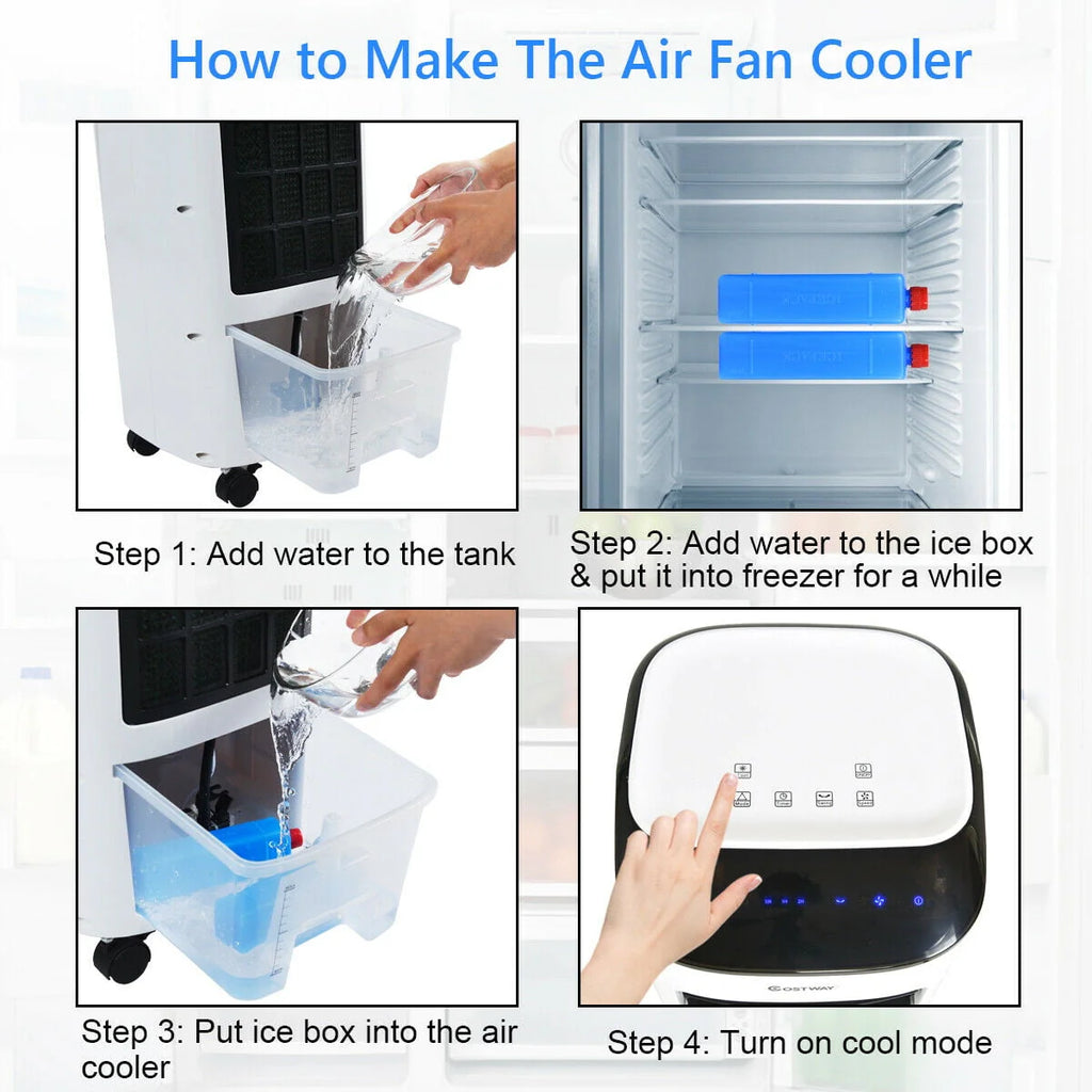 Portable Evaporative Air Cooler Fan & Humidifier with Remote Control U675705