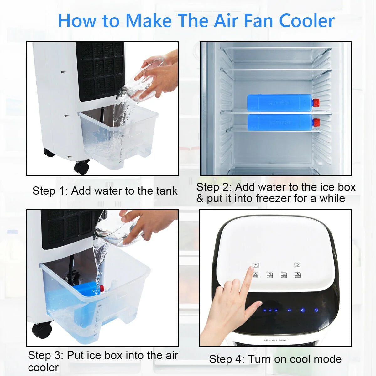 Portable Evaporative Air Cooler Fan & Humidifier with Remote Control U675705