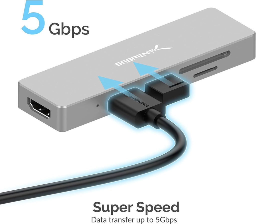 5 in 1 USB C Multi-Port HUB with SD & Micro SD Card-Reader, HDMI 2.0 Port, 2 x USB 3.0 Ports J660