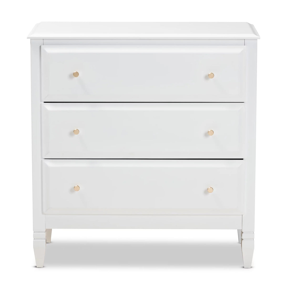 White 3-Drawer Wood Bedroom Chest D133