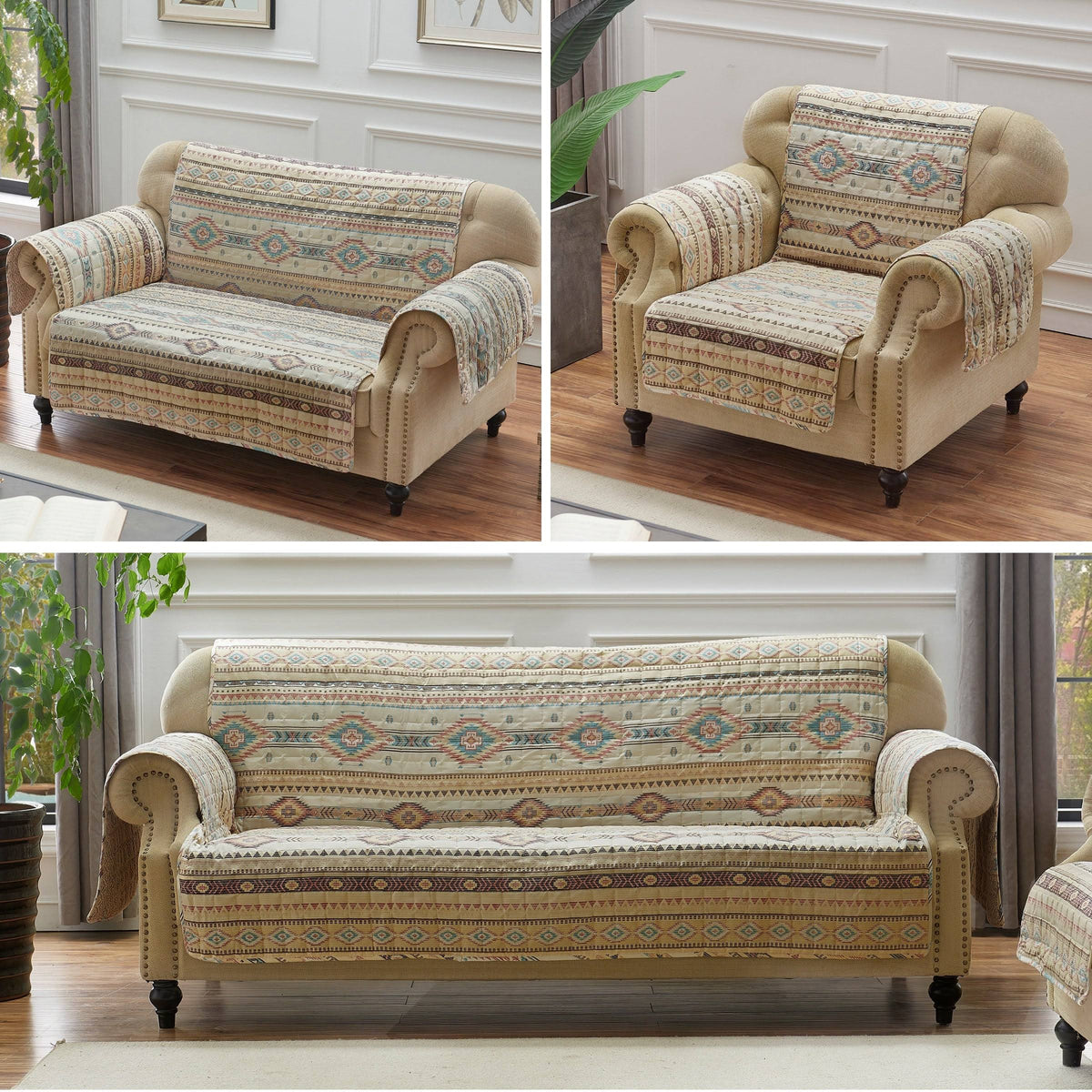 Tan Reversible Sofa Protector H2491