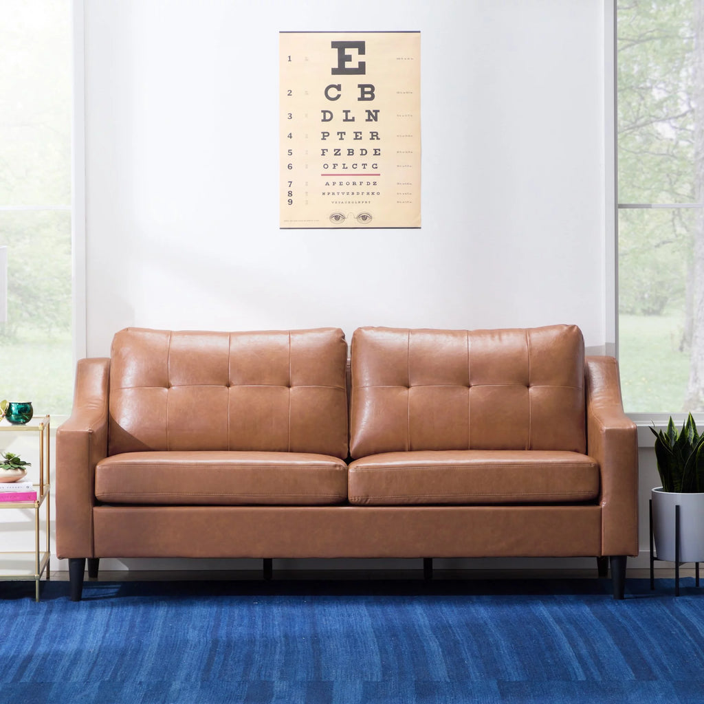 Camel Faux Leather Upholstered Sofa G807
