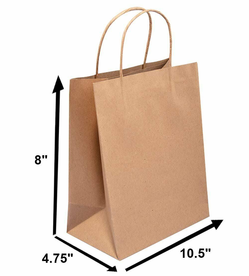 250 Brown Kraft Paper Shopping Bags 8 x 4.75 x 10.5 Y629666