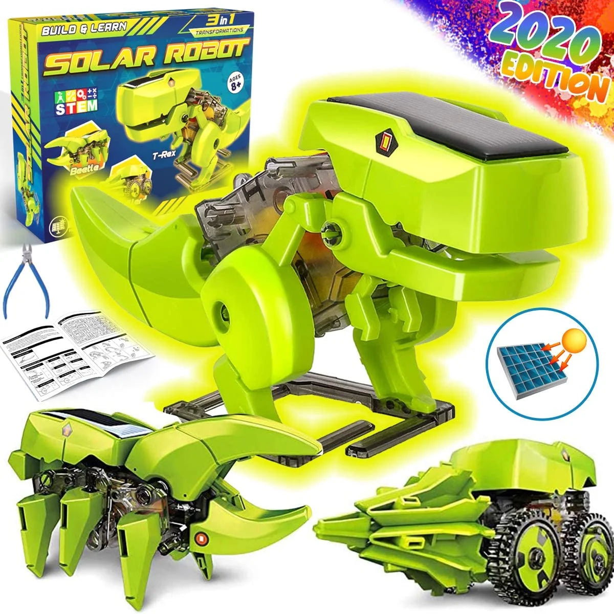 STEM Robots Building Educational Toys Science Kit 3 in 1 Solar Dinosaur Desk Robot I9533