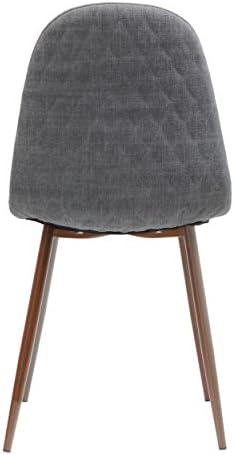 Mid Century Light Grey Fabric Dining Chairs with Dark Walnut Wood Legs (Set of 2) J668079