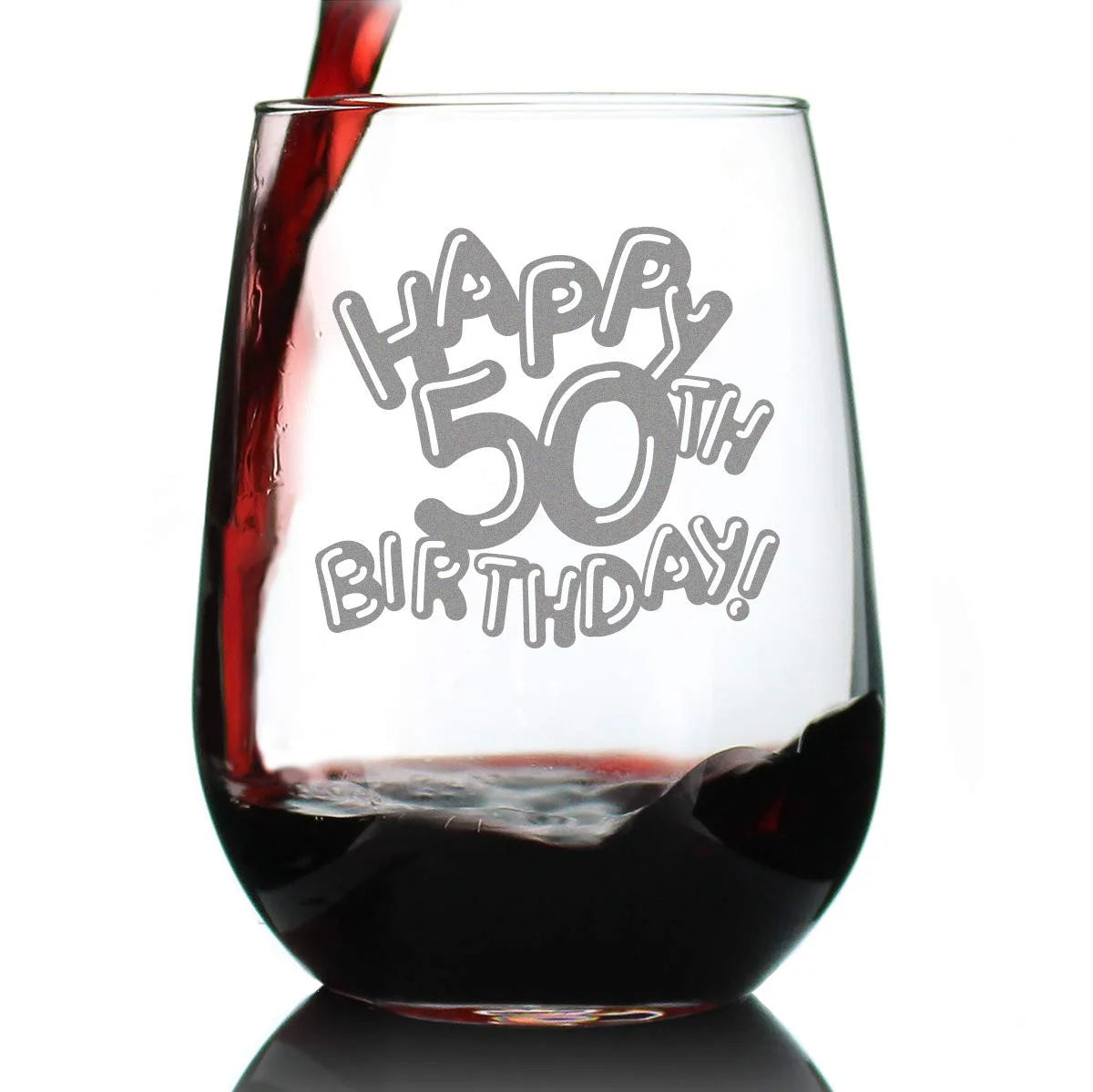 50Th Birthday Stemless Wine Glass 17 Oz L844103