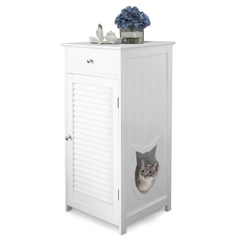 White Cat Litter Box Enclosure Pet House H662481