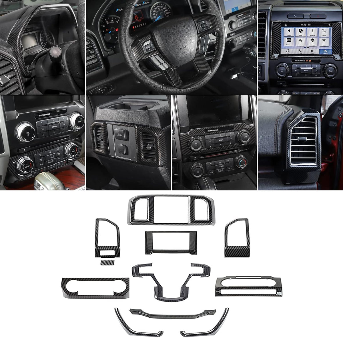 Carbon Fiber ABS Center Console Dashboard Trim Cover Kit U764516