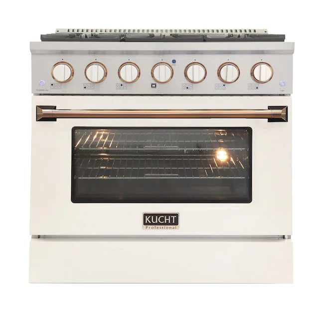 36 In. 5.2 cu ft. Propane Gas Range with White Door and Gold Accents C483