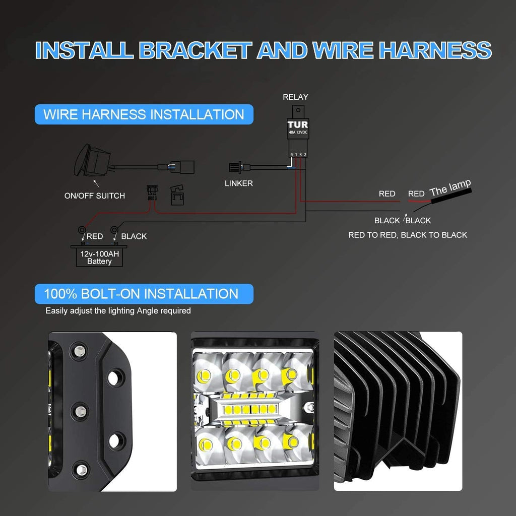 4PCS 42W LED Light Pods Spot Flood Combo Beam Work Light P1102