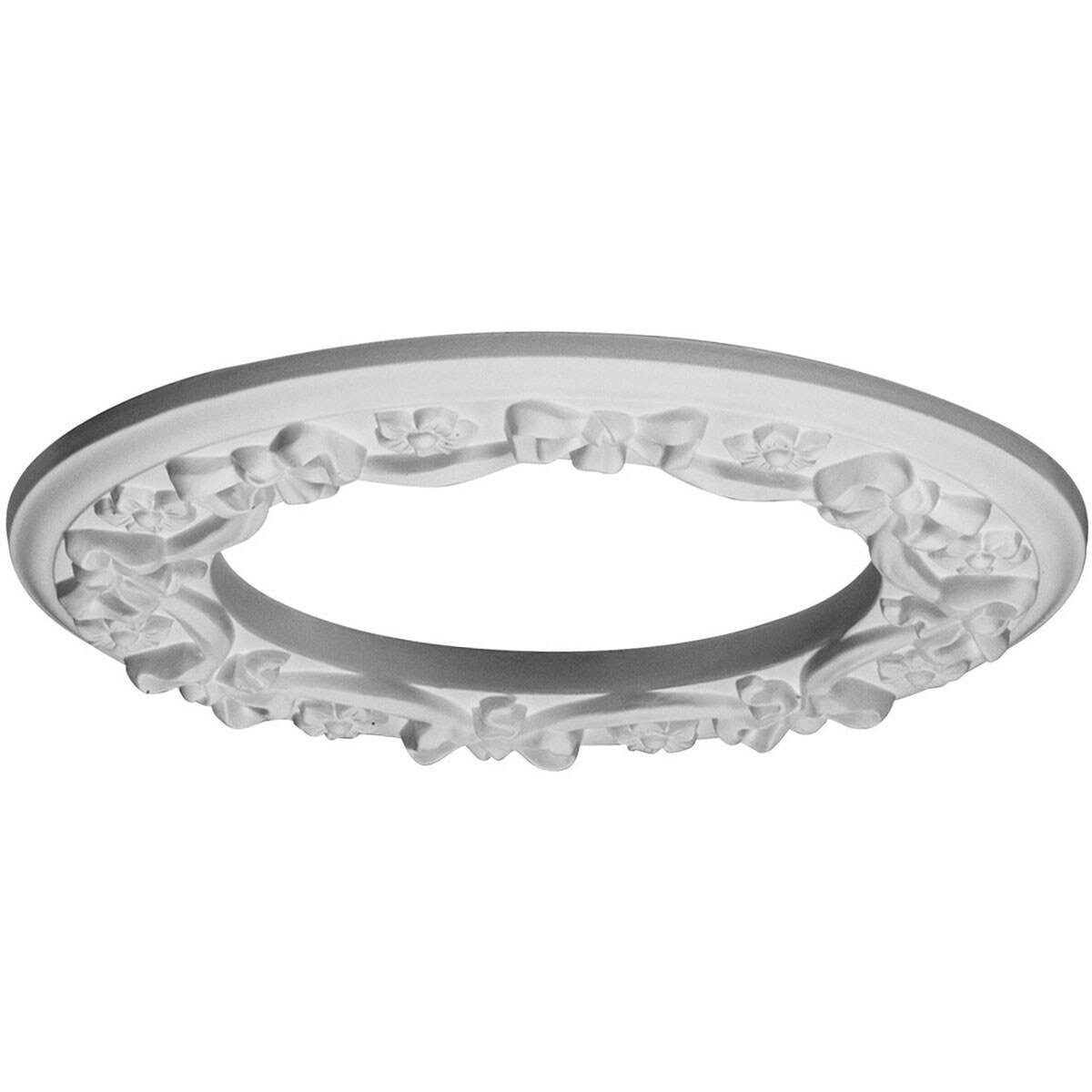 12 1/4x22OD x 7 1/2x22ID x 7/8x22P Ribbon with Bow Ceiling Medallion, Hand-Painted Pale Gold S443634