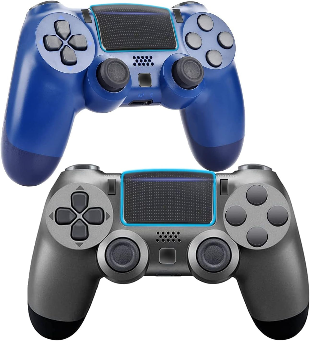 2 Pack Wireless Game Controller for PS4 (Transparent White Blue) D391801