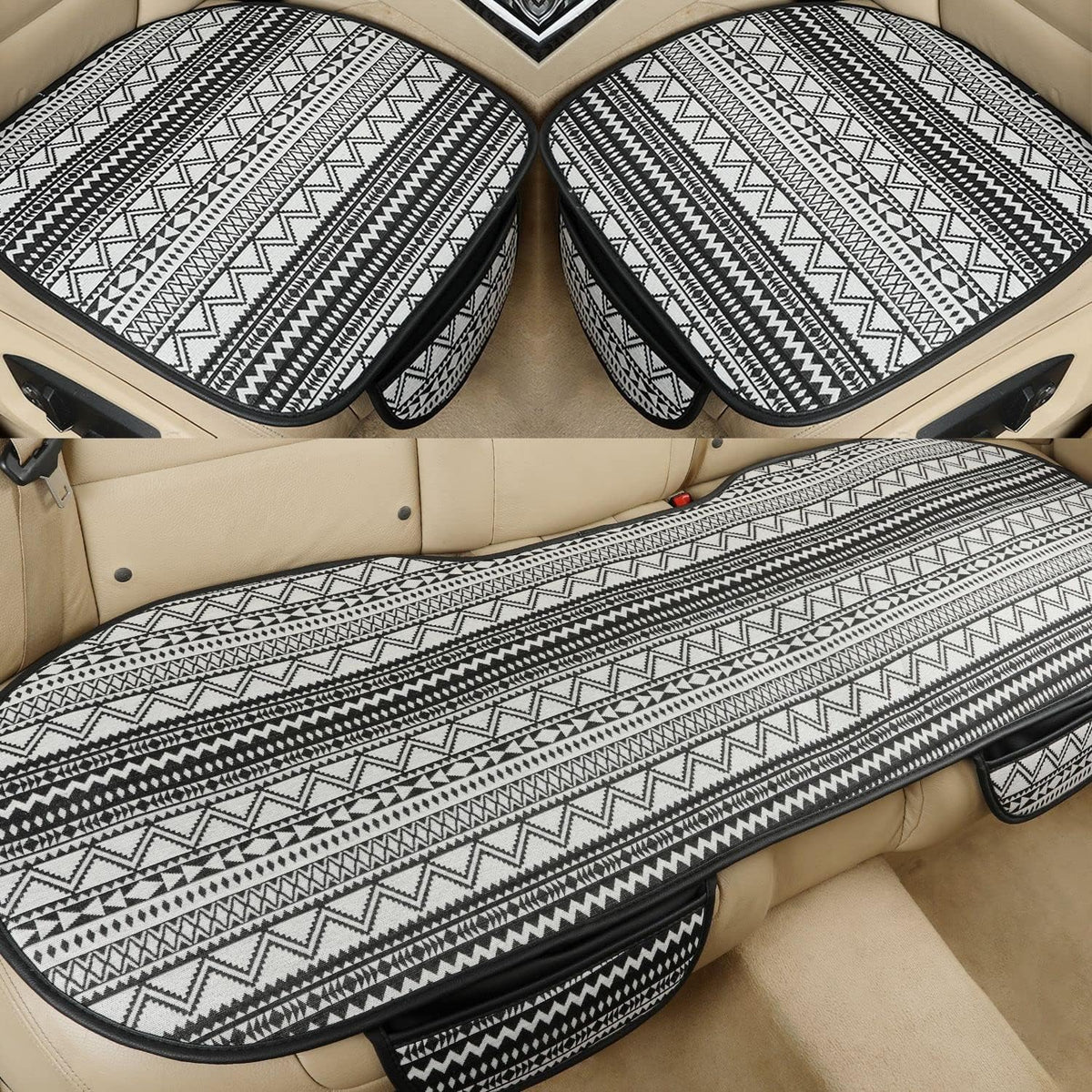 3 Packs Houndstooth Fabric Bottom Car Seat Covers with Rear Bench Seat Cover D4763