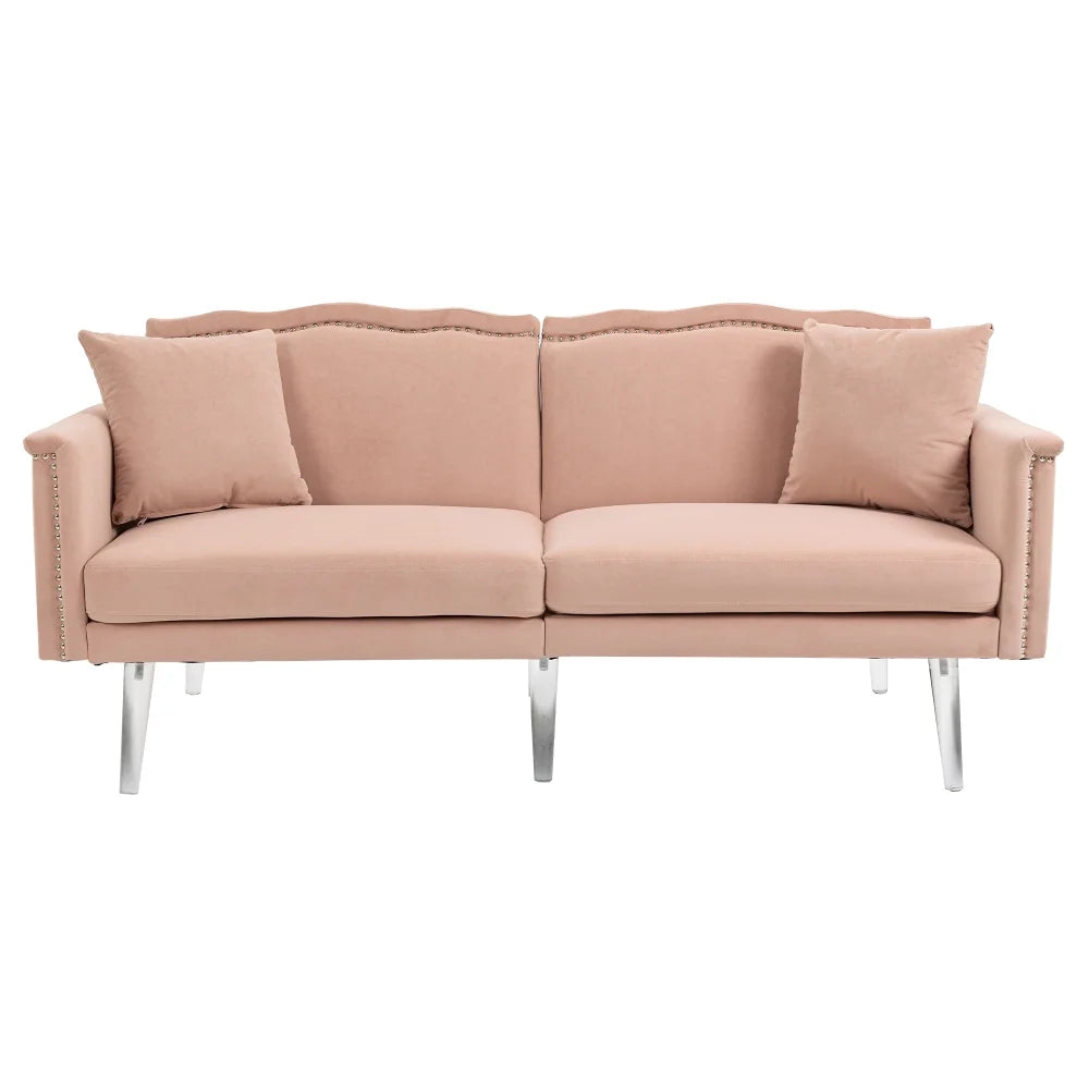 Pink Velvet 3-Seater Tufted Sofa M17362