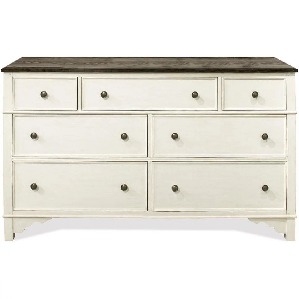 White and Charcoal 7 Drawer Wood Dresser Q110869