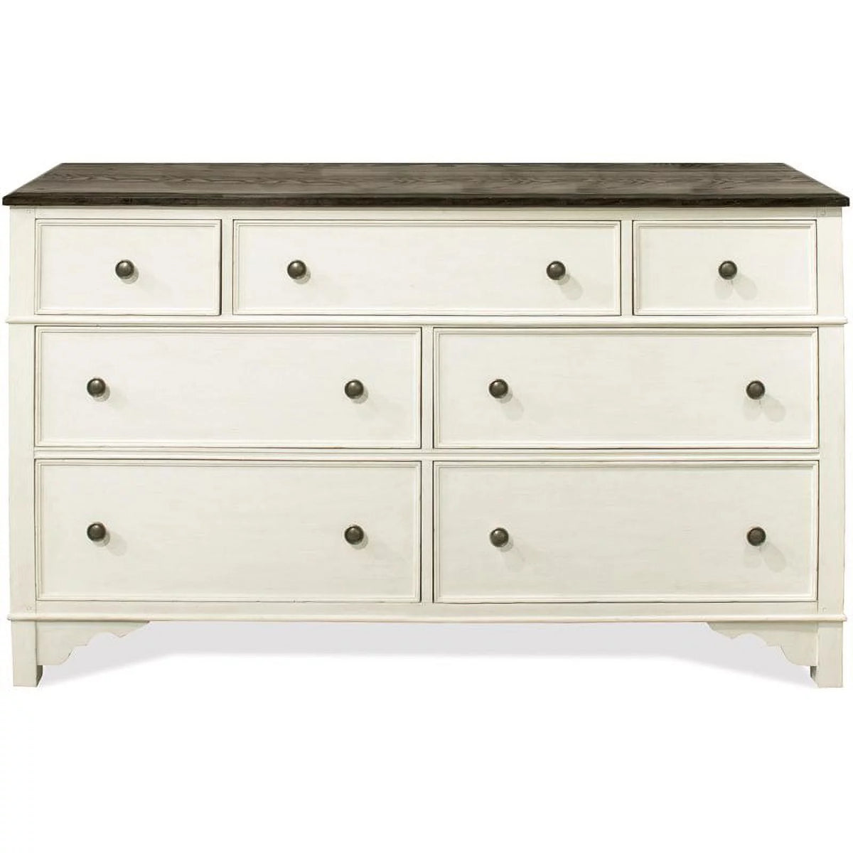 White and Charcoal 7 Drawer Wood Dresser Q110869
