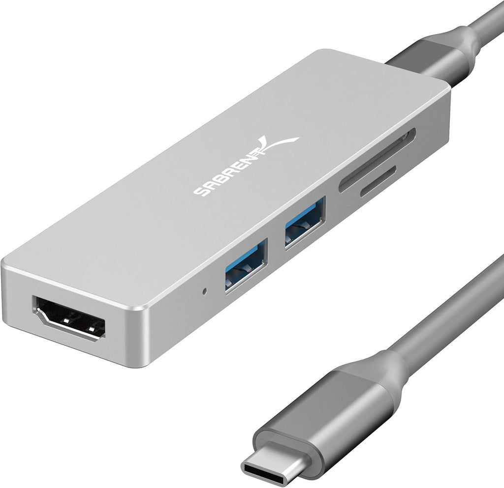 5 in 1 USB C Multi-Port HUB with SD & Micro SD Card-Reader, HDMI 2.0 Port, 2 x USB 3.0 Ports J660