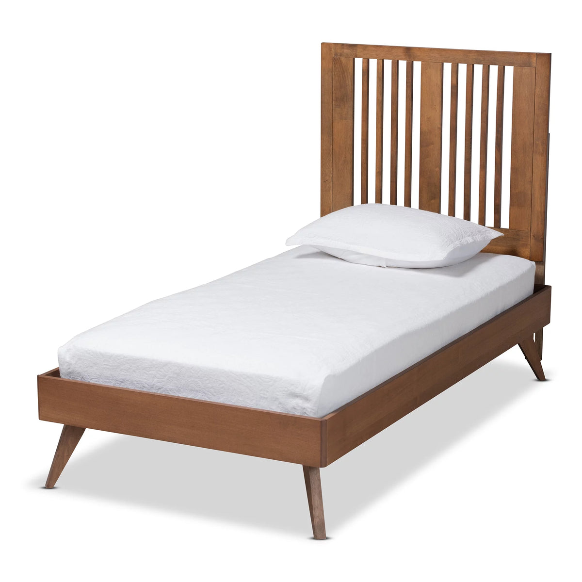 Twin Ash Walnut Wood Platform Bed H620