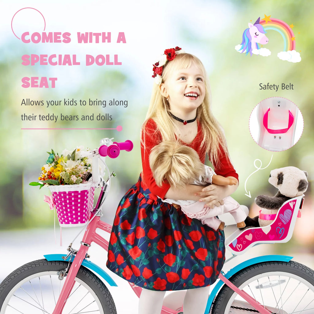 18 Inches Kids Bicycle with Training Wheels and Basket G101