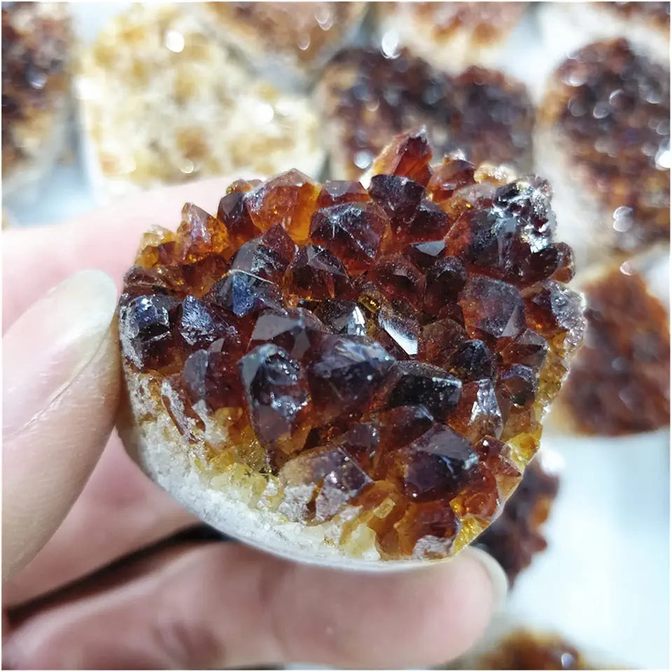 Natural Yellow Crystal Cluster Raw Rock Citrine Quartz Carved Love Heart Stone W312298