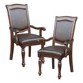 Brown Cherry Wood Dining Arm Chair Set of 2 F1075