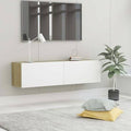 White and Sonoma Oak TV Cabinet 47.2 inch Chipboard C20198
