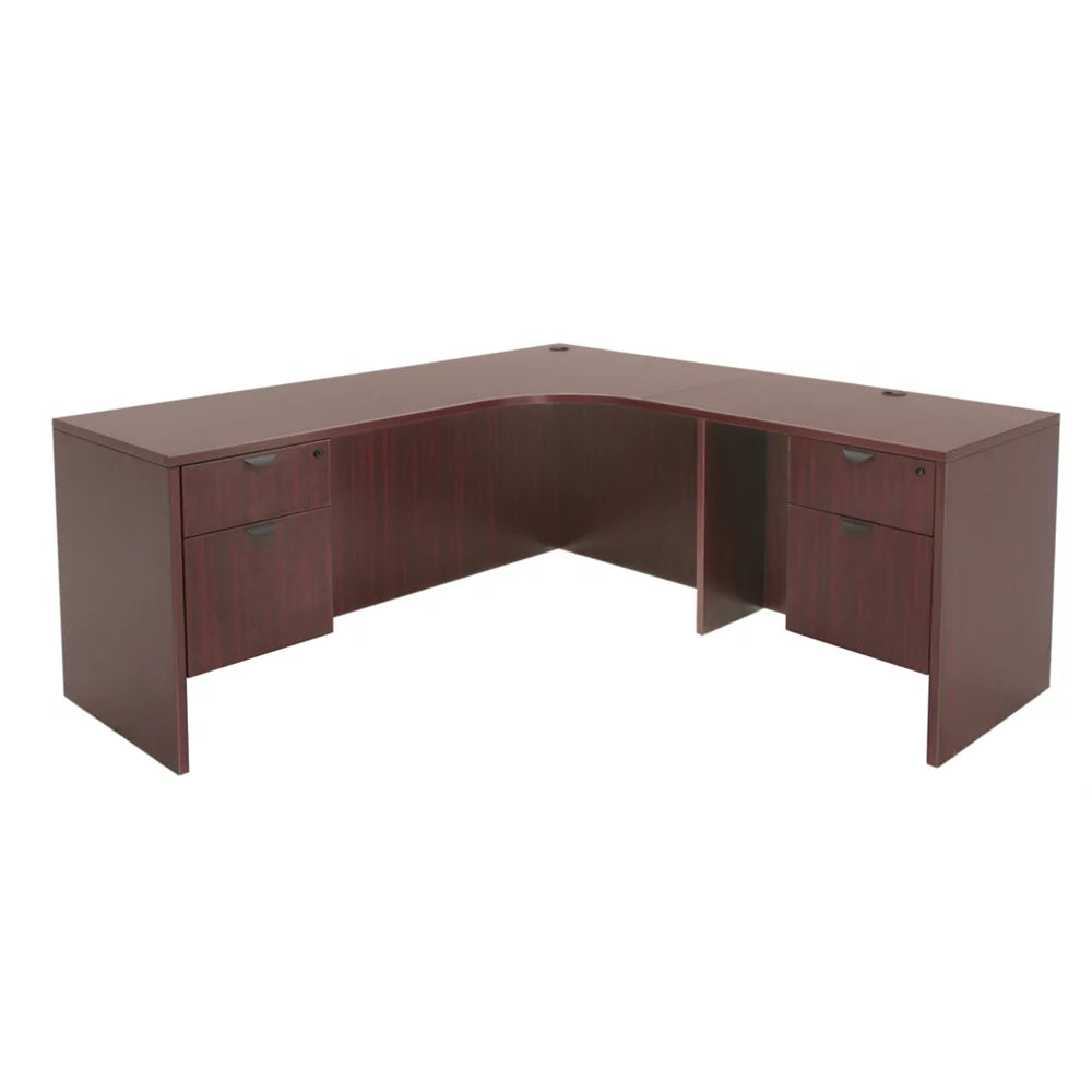 71" Double Pedestal Right Corner Credenza Mahogany U4768