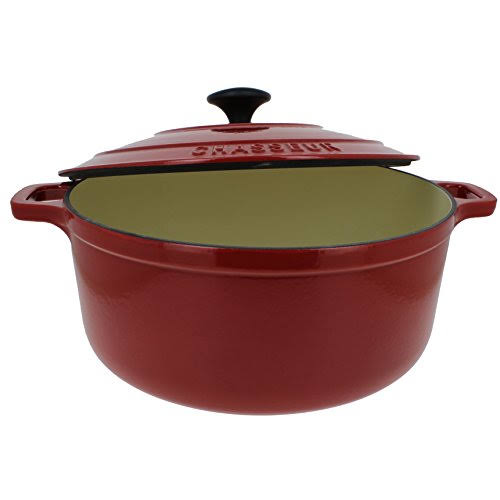 5.5-Quart Red Enameled Cast Iron Round Dutch Oven Z4846