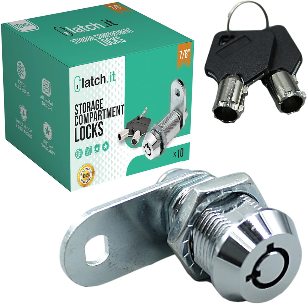 1-1/8" 5-Pack Metal RV Cam Locks with 10 Keys Z298890