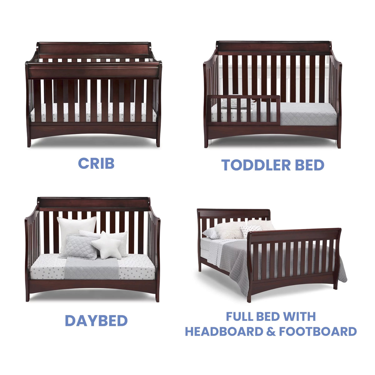 Black Cherry Espresso 4-in-1 Convertible Crib C4490