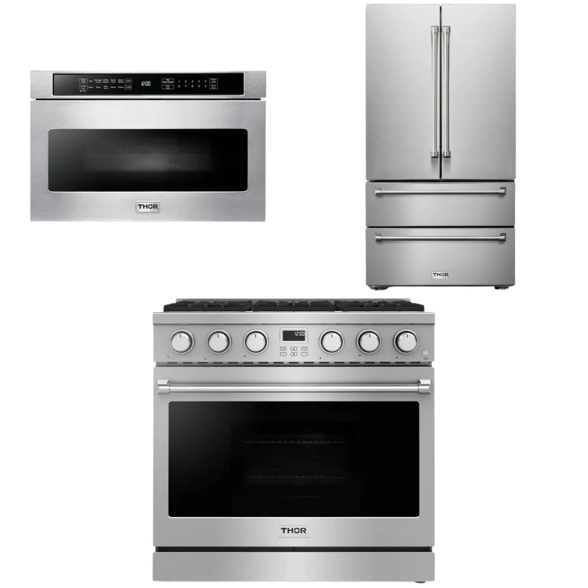 36 Gas Range, Refrigerator and Microwave T137035