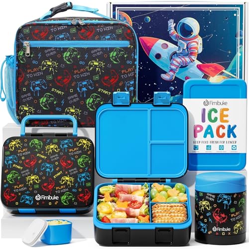 Bento Lunch Box with Thermos, 32OZ Snack Container, Insulated Bag, Food Jar, Ice Pack Set Q277344