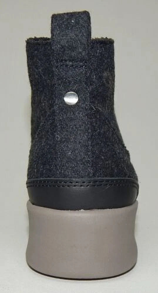 Water Resist Wool Platform High Top Shoes Black C611