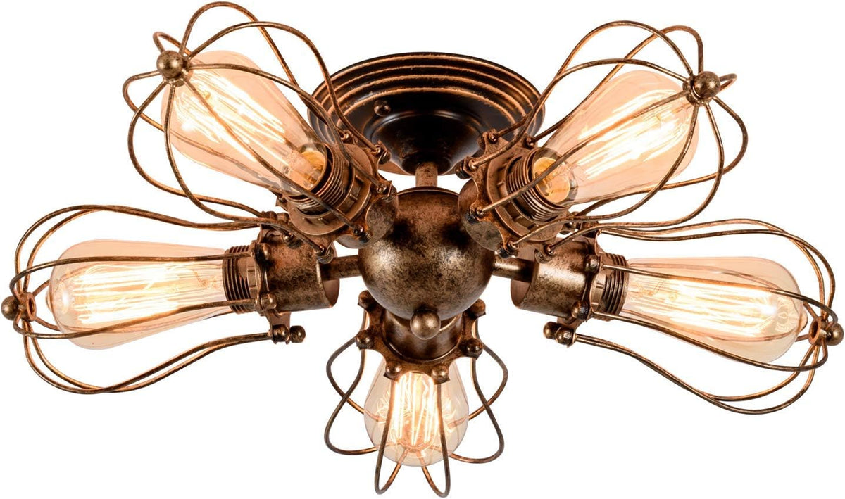 Vintage Metal Wire Cage Ceiling Light A9839