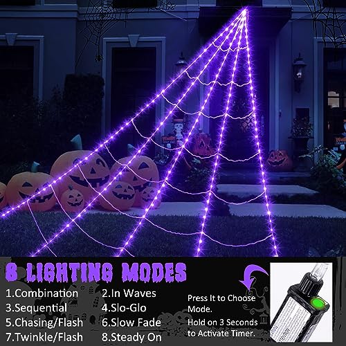 150 LED 16.4 Ft Spider Web Lights with 8 Lighting Modes A145323