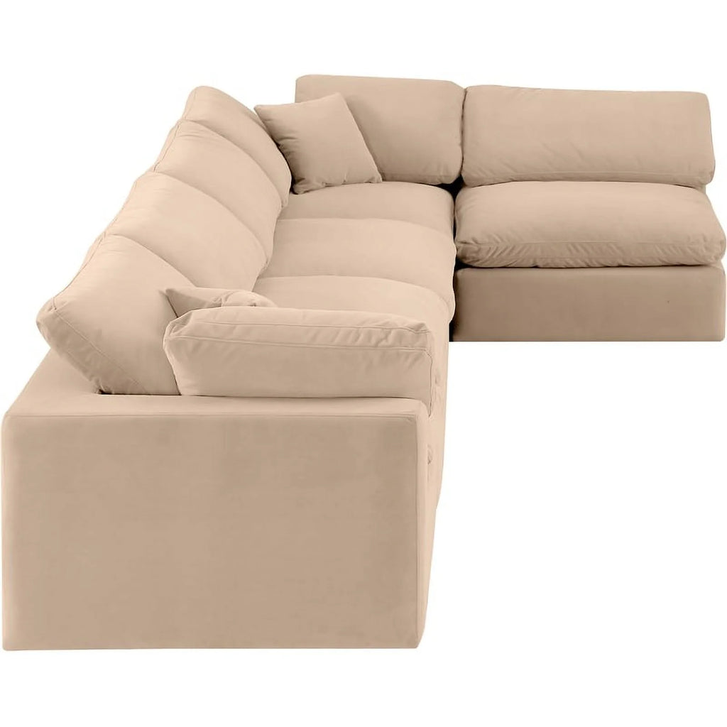 Beige Velvet Modular Sectional R268295