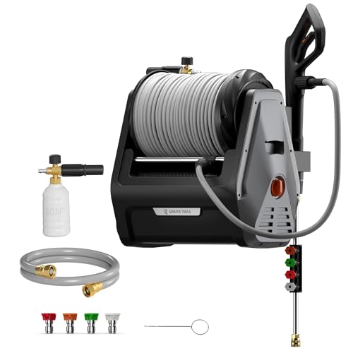 Electric Wall Mount Pressure Washer with 100FT Hose, 2900PSI, 4 Nozzles A10475