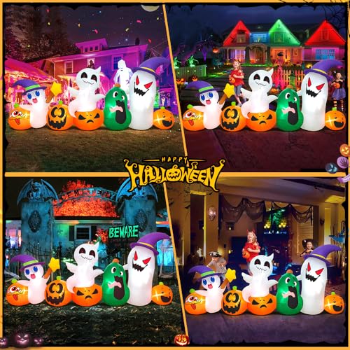 8 FT Inflatable Ghost with Pumpkin Led Light X7557