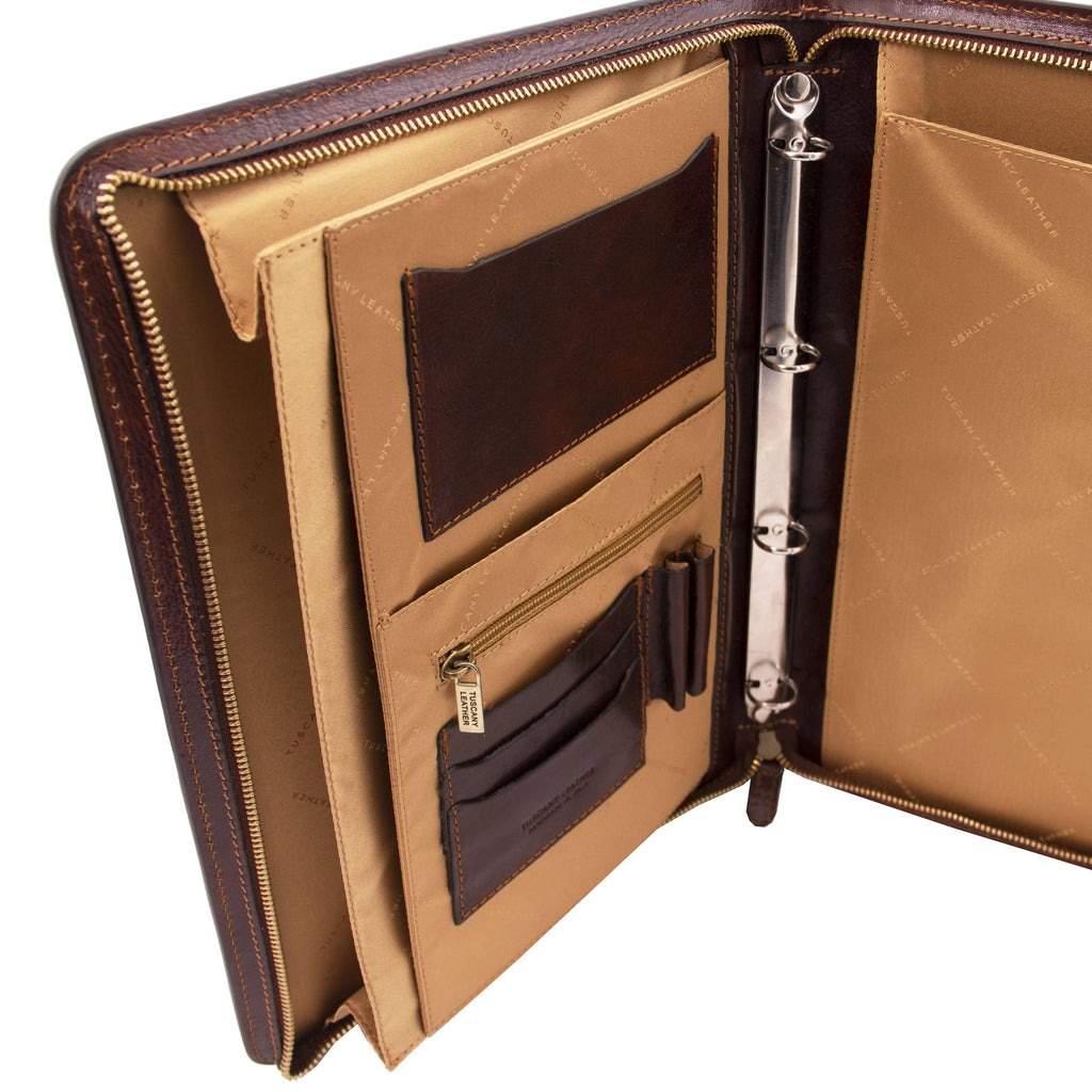 Brown Leather Document Case with Ring Binder U980063
