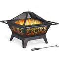 32in Square Steel Fire Pit with Mesh Cover R311897