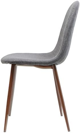 Mid Century Light Grey Fabric Dining Chairs with Dark Walnut Wood Legs (Set of 2) J668079