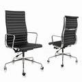 Black Ergonomic Leather Office Chair with Lumbar Support J71388