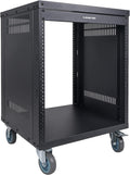 12U Universal Steel Rack with 3 Locking Casters and Vented Side Panels L295679