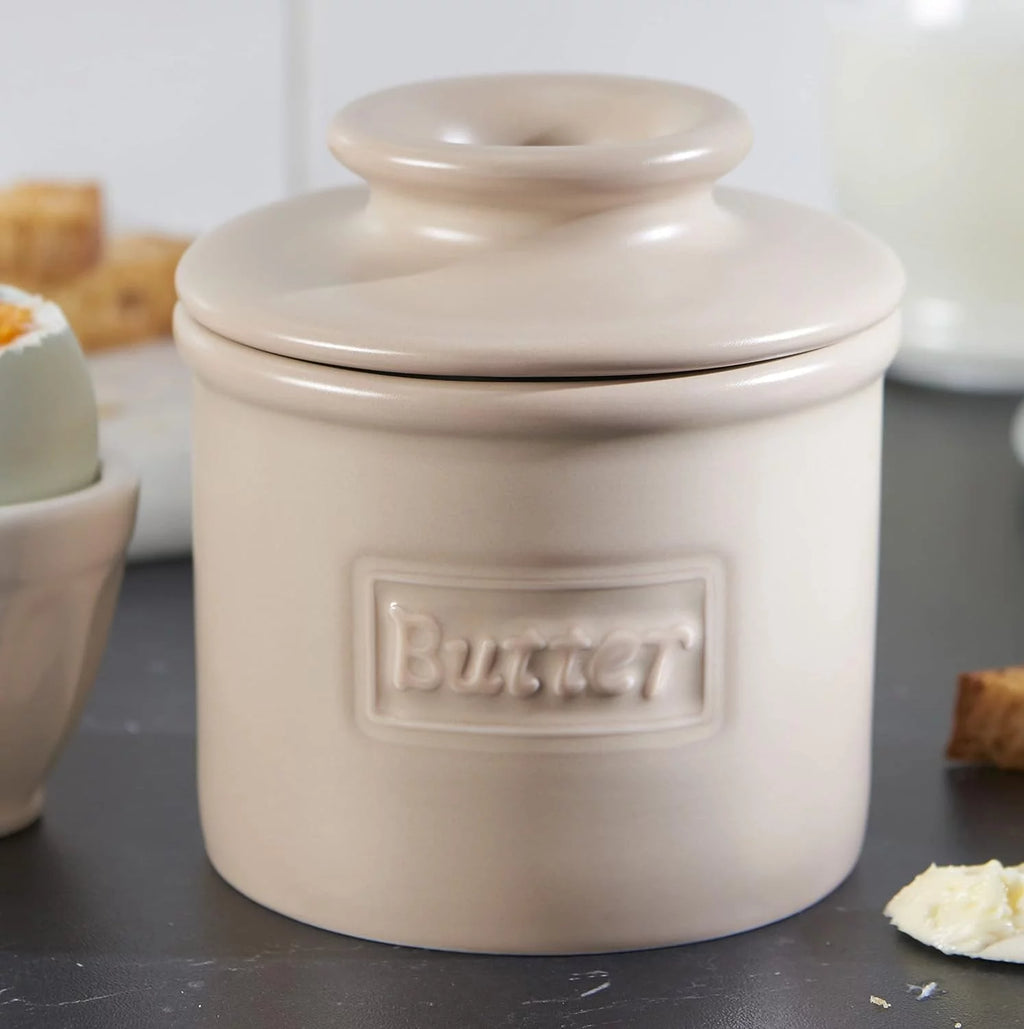 Beige Ceramic Butter Dish Keeper E4343